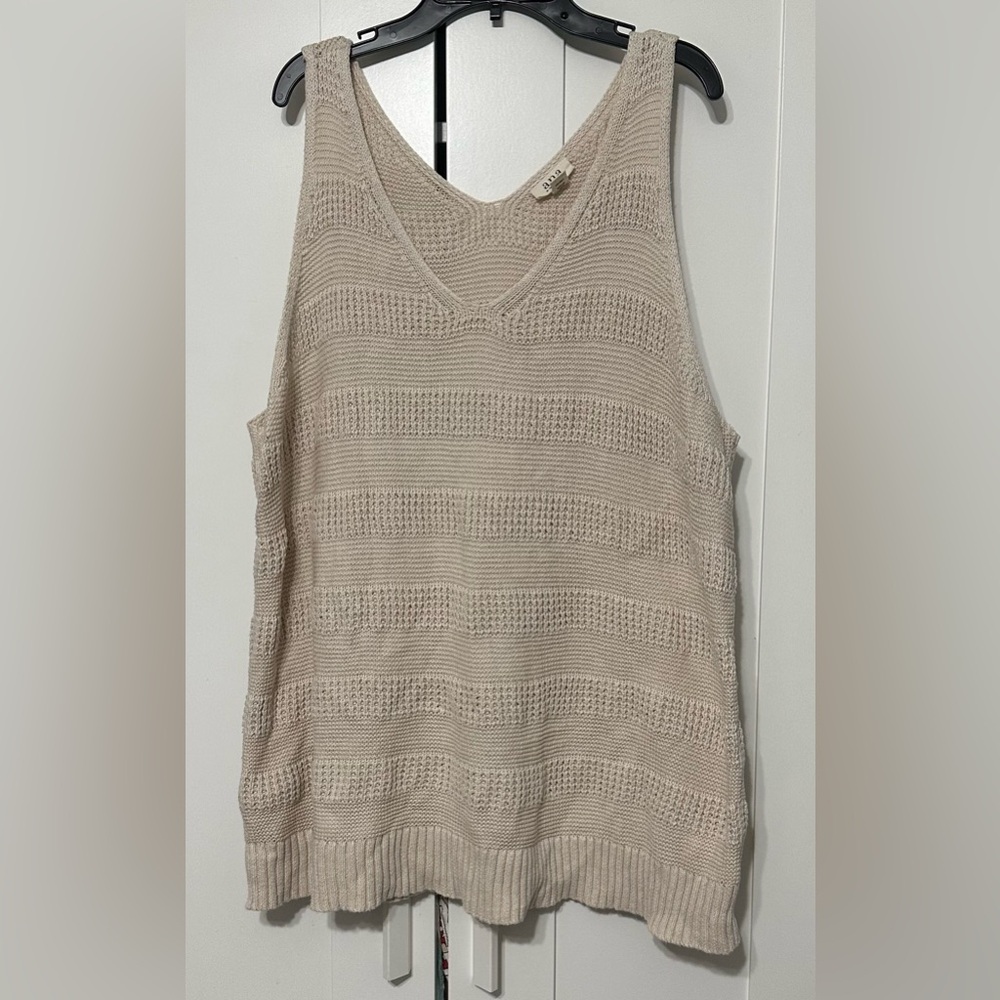 a.n.a Cream Ribbed Sleeveless Tank Top